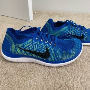 Nike flyknit 4.0 running shoes blue green US 9.5